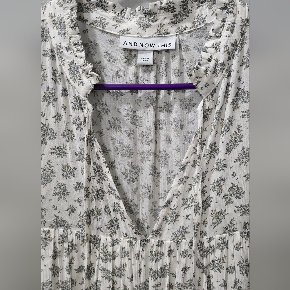 Floral Print Ruffle Sleeve To - Picture 2 of 5